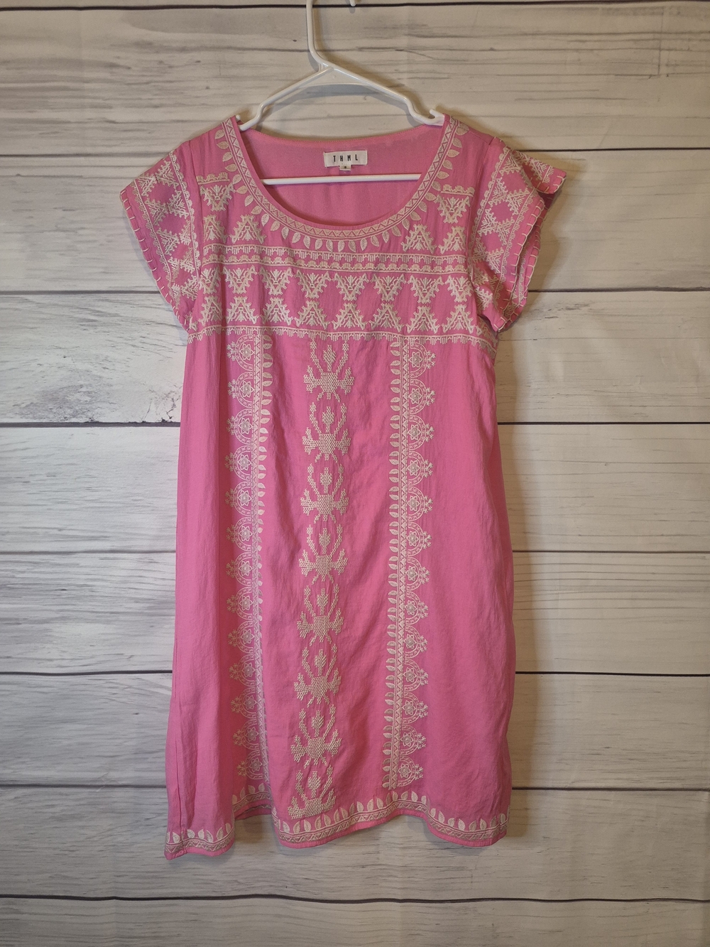 THML Pink Boutique Mini Dress with Embroidery Accents Small